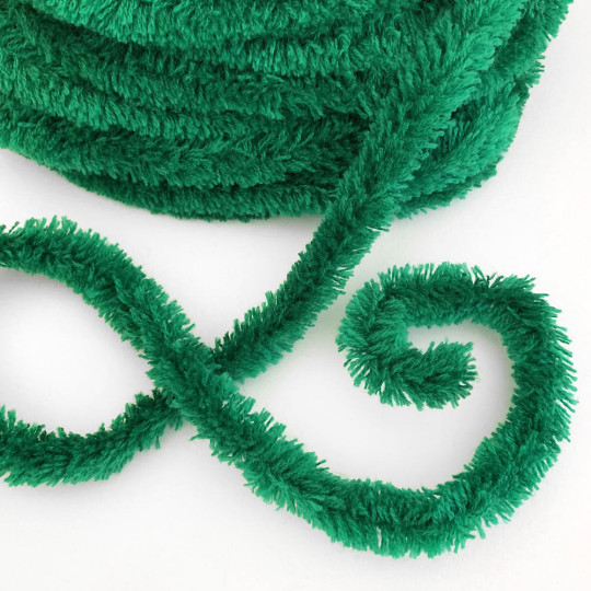 Wired Yarn Trim in Green ~ Soft and Fluffy ~ 1 yd.